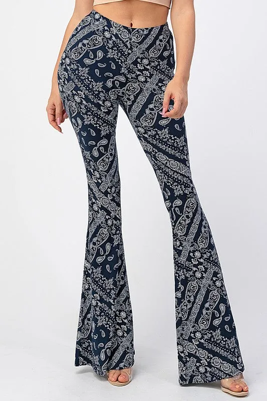 Hillbilly Hippie Bandana Print Bell Bottom Flare Pants