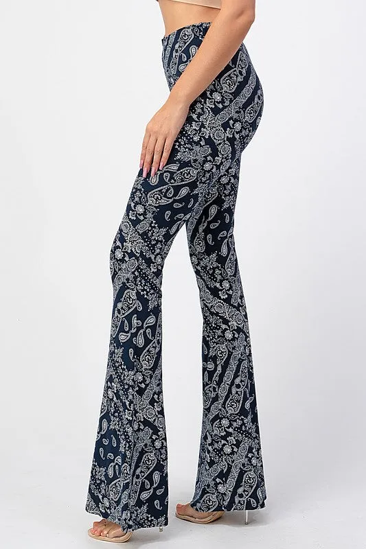 Hillbilly Hippie Bandana Print Bell Bottom Flare Pants