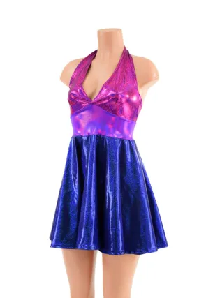 Holographic Halter Skater Dress