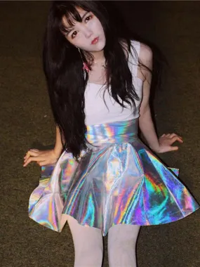 Holographic Laser High Waist Skirt