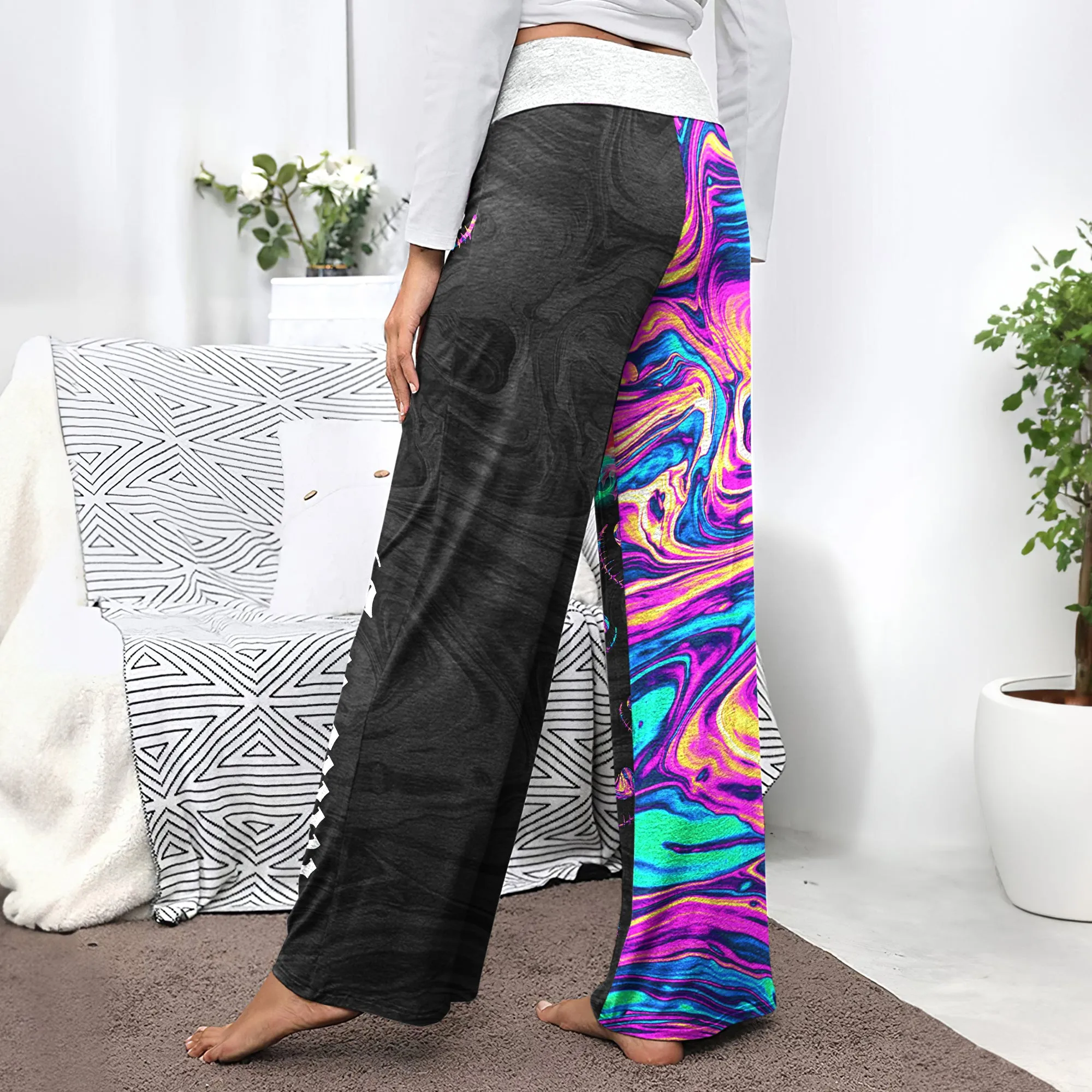 Holographic Little Nightmare Women's High-waisted Wide Leg Pants