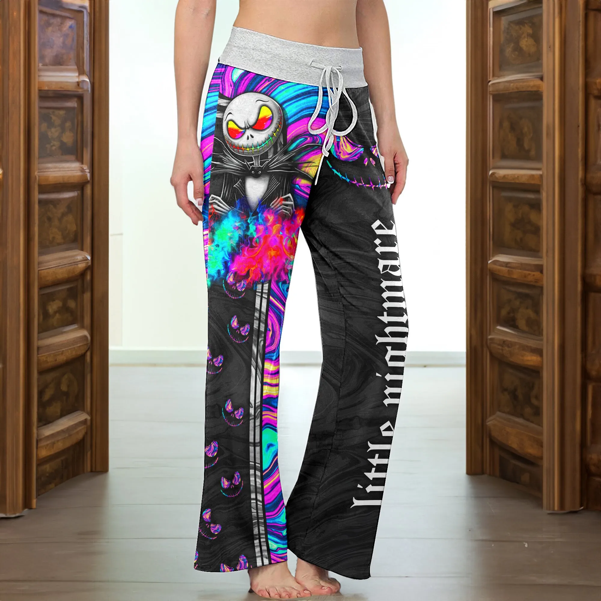 Holographic Little Nightmare Women's High-waisted Wide Leg Pants