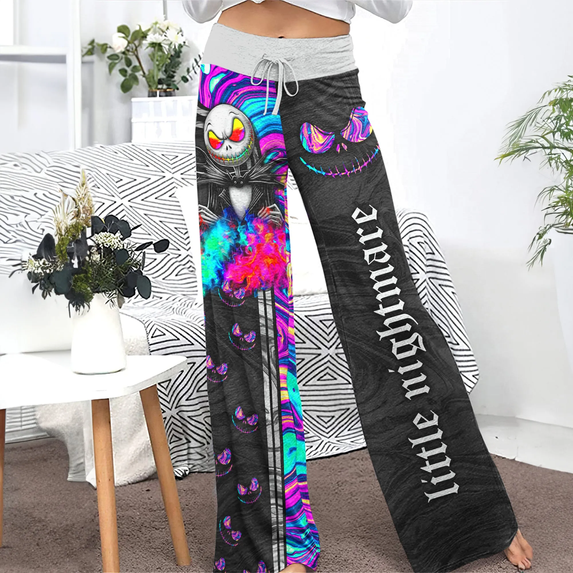 Holographic Little Nightmare Women's High-waisted Wide Leg Pants