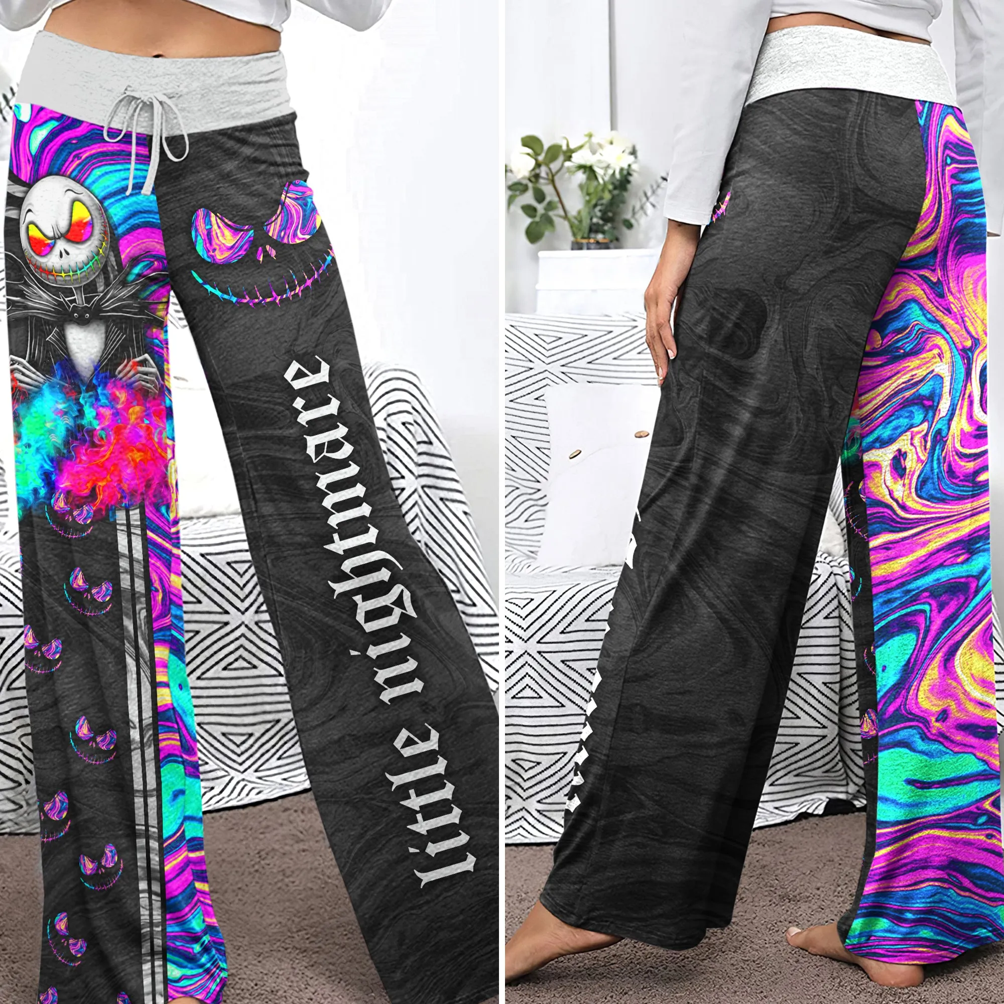 Holographic Little Nightmare Women's High-waisted Wide Leg Pants