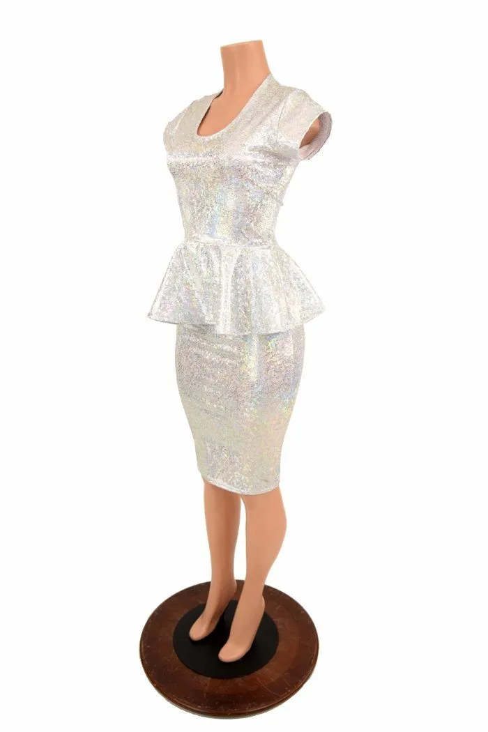 Holographic Peplum Top & Skirt Set