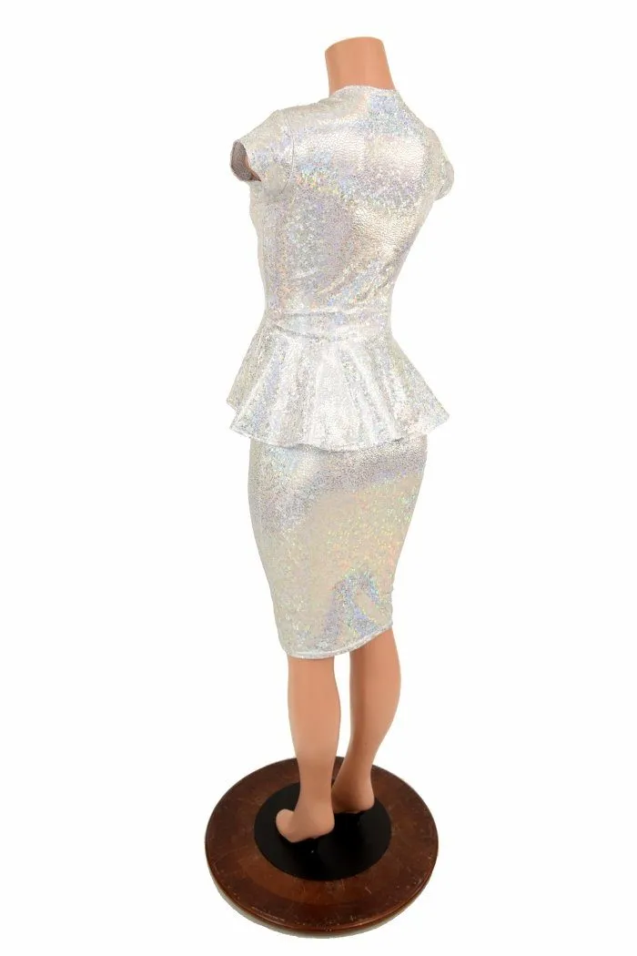 Holographic Peplum Top & Skirt Set