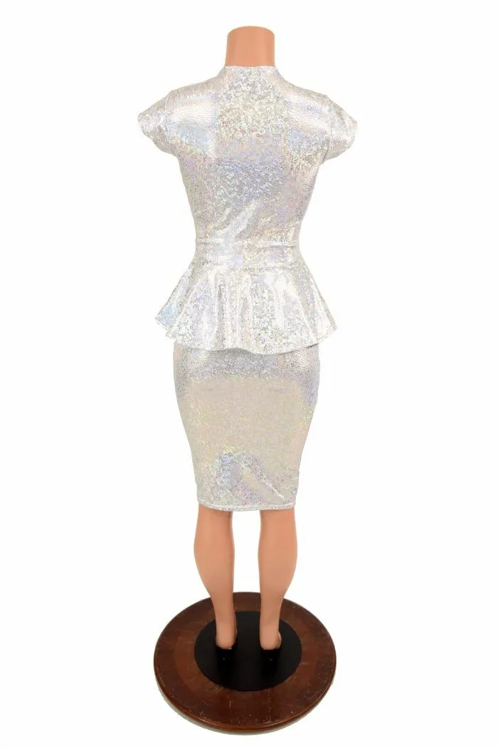 Holographic Peplum Top & Skirt Set