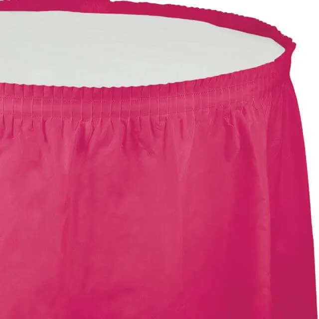 Hot Magenta Plastic Table Skirt