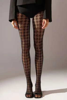 Houndstooth Pattern Fishnet Tight