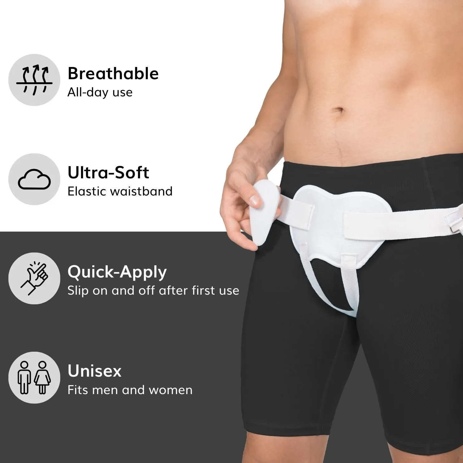 Inguinal Hernia Truss | Groin Support Brace with Adjustable Belt for Scrotal and Femoral Treatment