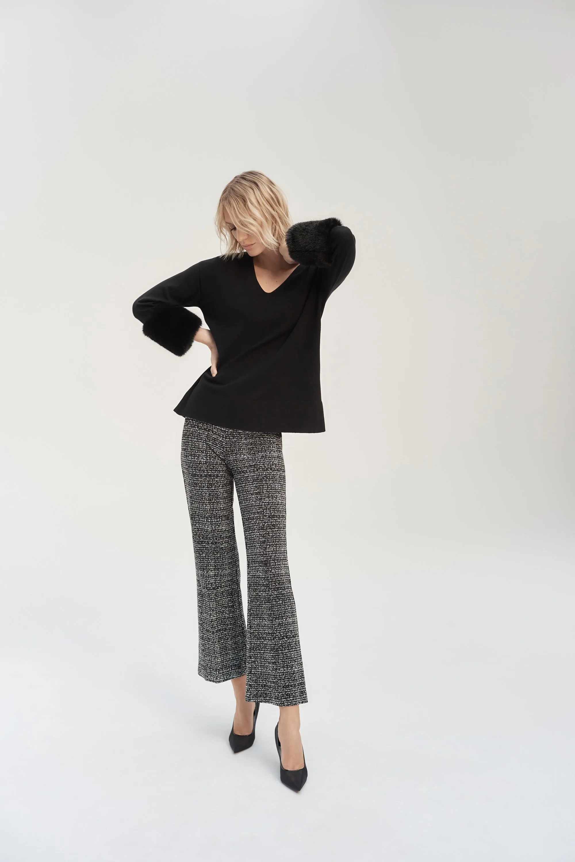 Jacquard Knit Abstract Print Pants