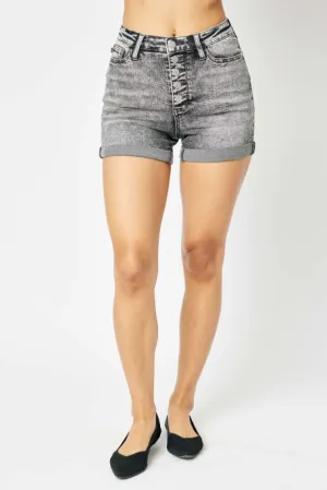 Judy Blue Grey Button Fly Cuff Short