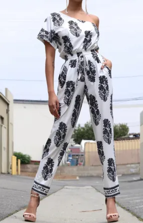 July one off shoulder jumpsuit