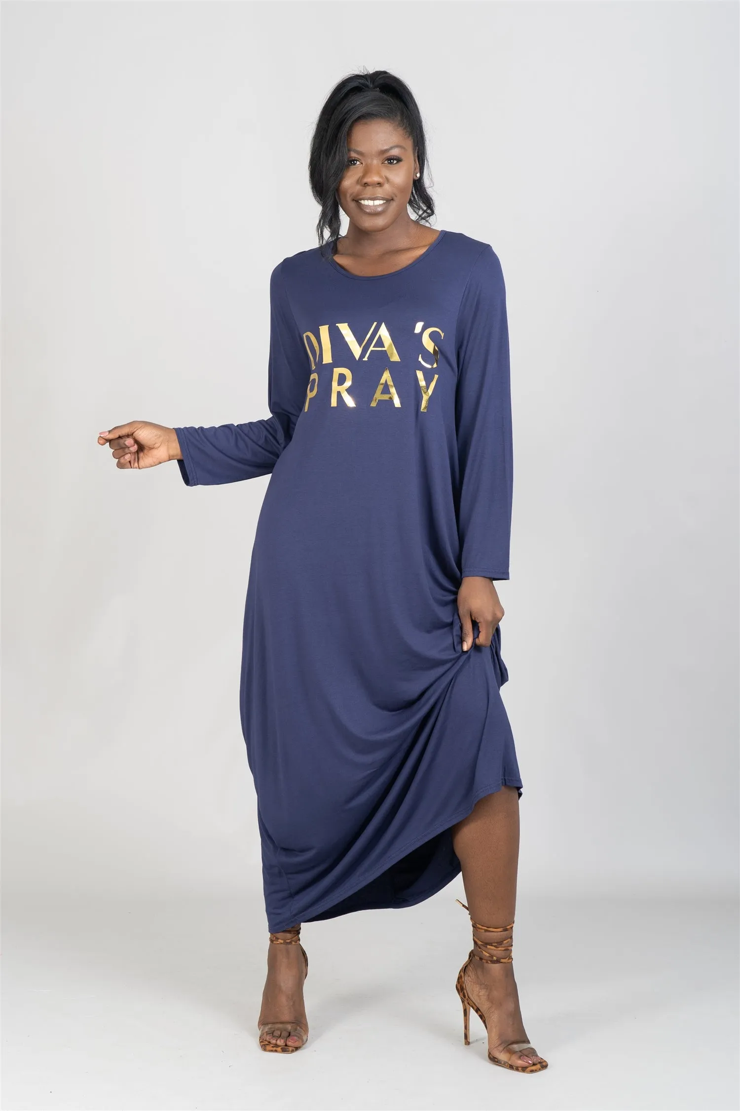 KaraChic CHH22116 Divas Pray Knit Maxi Dress