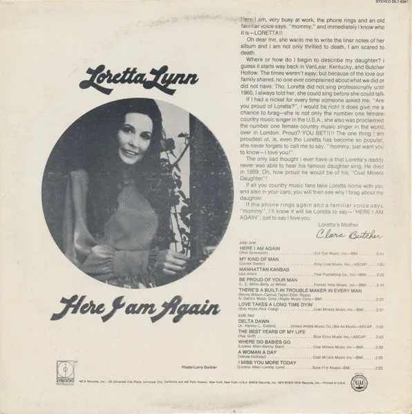 Loretta Lynn - Here I Am Again (LP, Album, Club, Jac) (NM or M-)