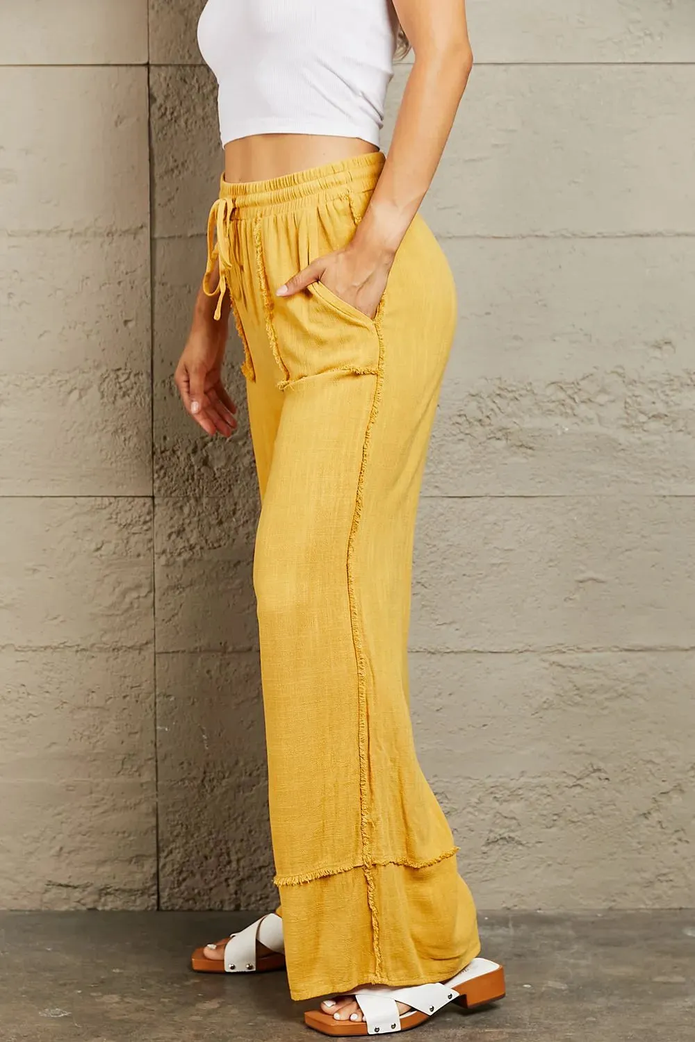 Love Me Full Size Mineral Wash Wide Leg Pants