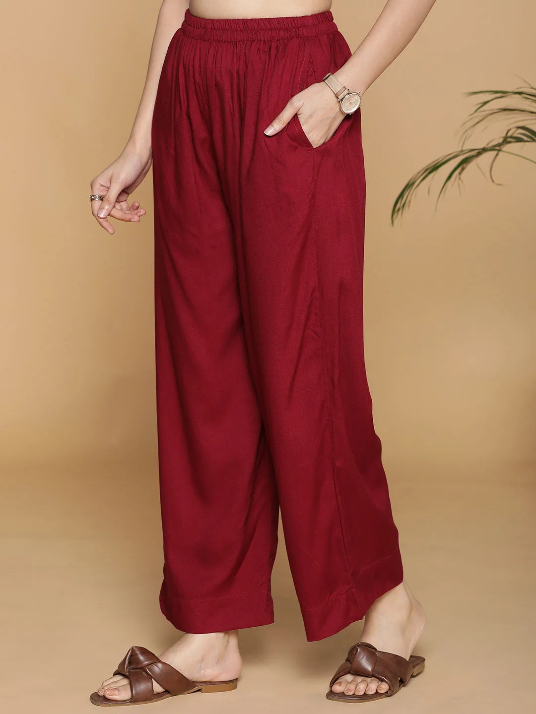 Maroon Palazzo Pants