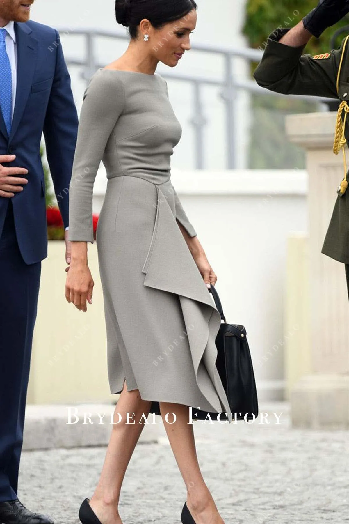 Meghan Markle 2018 Visit Dublin Grey Dress