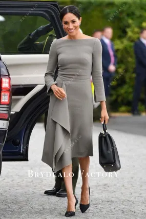 Meghan Markle 2018 Visit Dublin Grey Dress