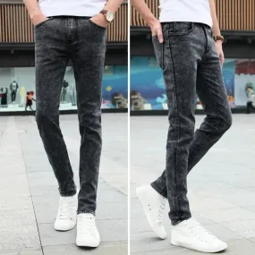 Men Jeans Stretchy Straight Leg Versatile Teenager Slim Fit Pencil Jeans   Pencil Jeans  Streetwear