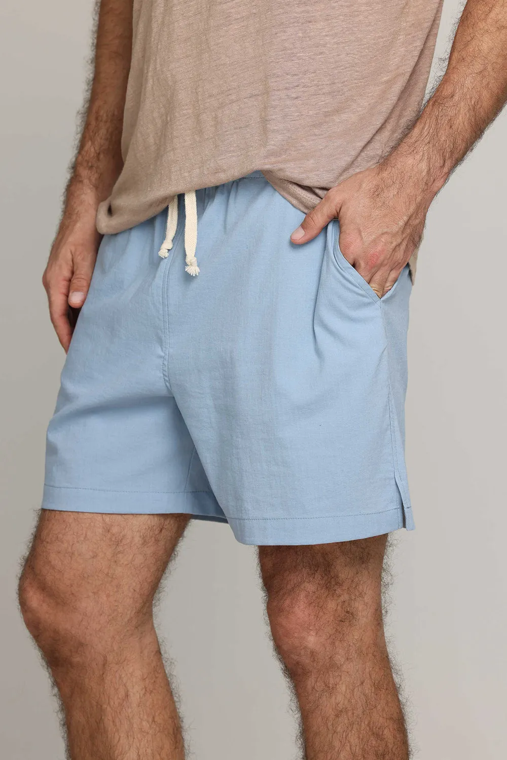 Men Short Linen Pants Blue