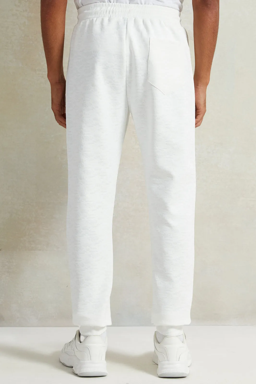 Men White Solid Active Pant