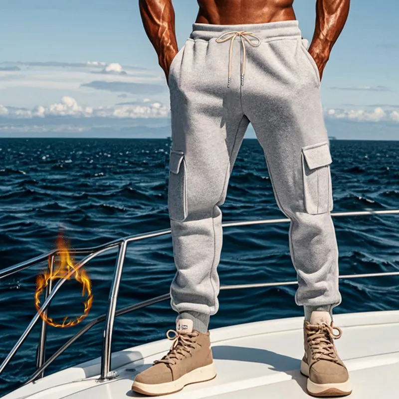 MEN'S CASUAL PANTS WITH THICK VELVET AND MULTI POCKET SPORTS PANTS