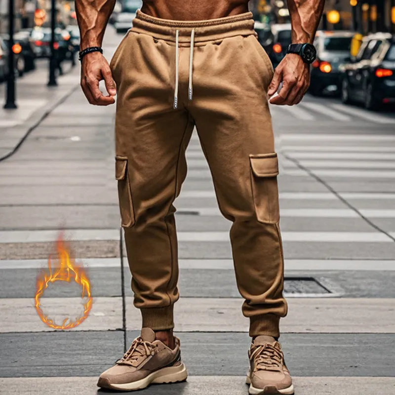 MEN'S CASUAL PANTS WITH THICK VELVET AND MULTI POCKET SPORTS PANTS