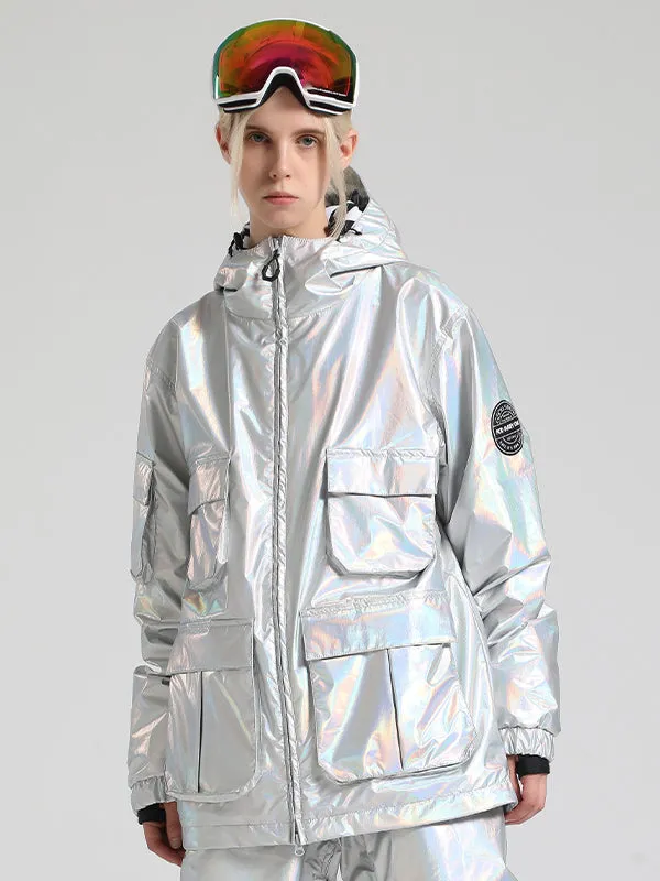 Men's Gsou Snow Neon Holographic Cargo Snowboard Coats