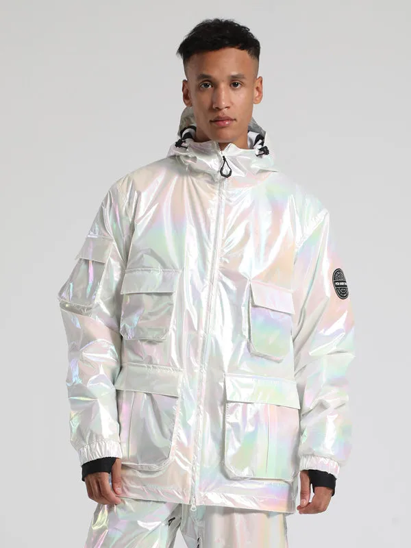 Men's Gsou Snow Neon Holographic Cargo Snowboard Coats