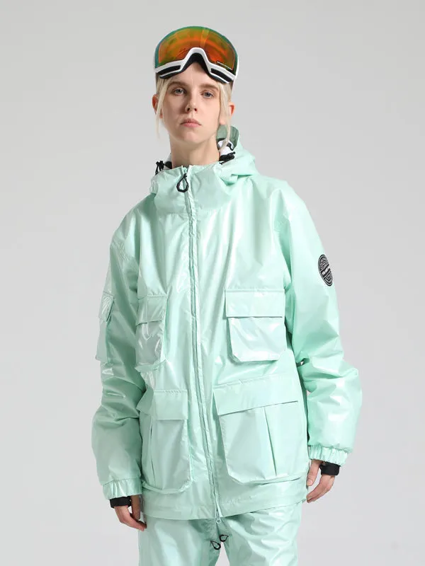 Men's Gsou Snow Neon Holographic Cargo Snowboard Coats