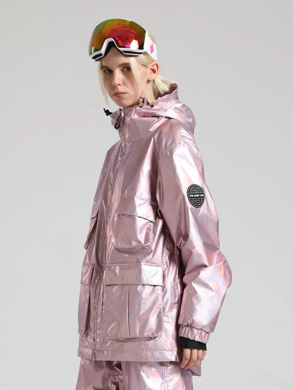 Men's Gsou Snow Neon Holographic Cargo Snowboard Coats