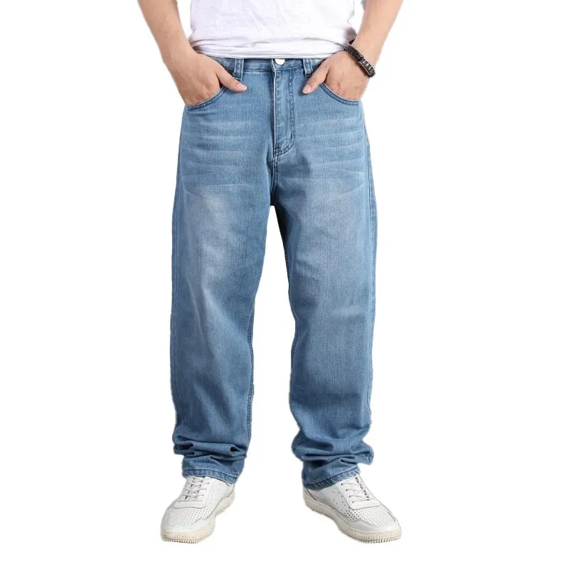 Men's Loose Casual Trendy Hip-hop Street Dance Trousers Light Blue Stretch Jeans 49403431L