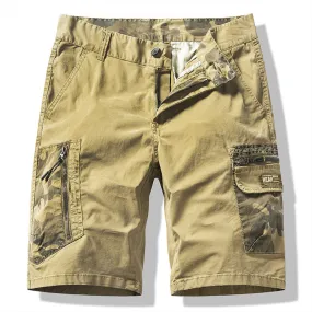 MEN'S LOOSE OVERSIZED MULTI POCKET MILITARY UNIFORM, DISTRESSED COTTON THIN MEN'S CAPRIS CARGO SHORTS