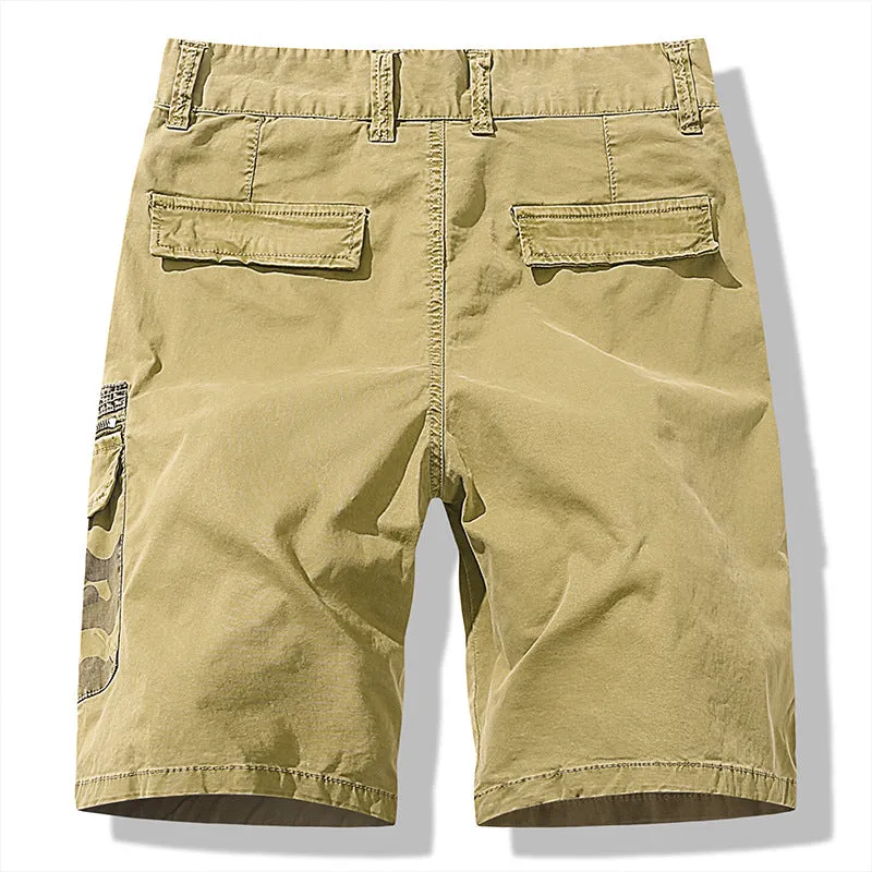 MEN'S LOOSE OVERSIZED MULTI POCKET MILITARY UNIFORM, DISTRESSED COTTON THIN MEN'S CAPRIS CARGO SHORTS