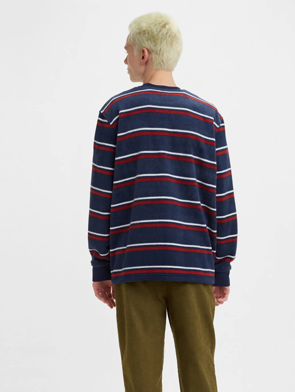 Men's Striped Crew Neck Sweatshirt