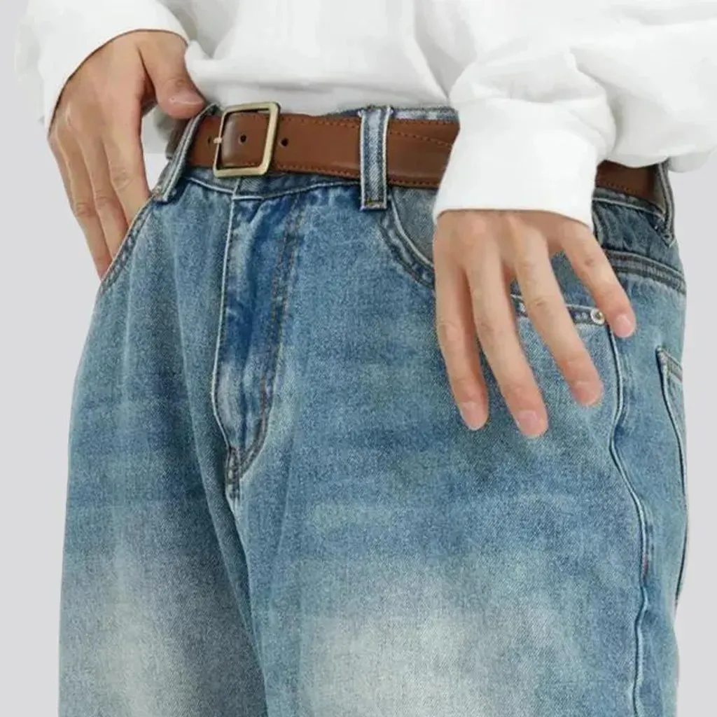 Mid-waist trendy men's jeans