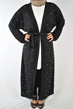 Midnight Pearls Abaya 3 Piece Set