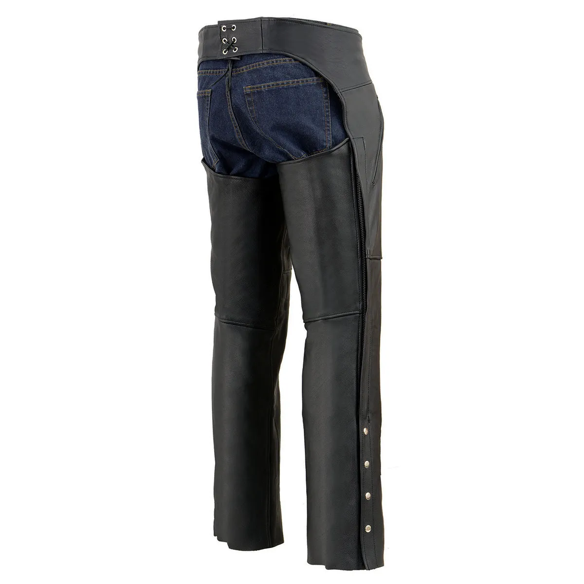 Milwaukee Leather Chaps for Men's Black Prime Leather Zipped Thigh