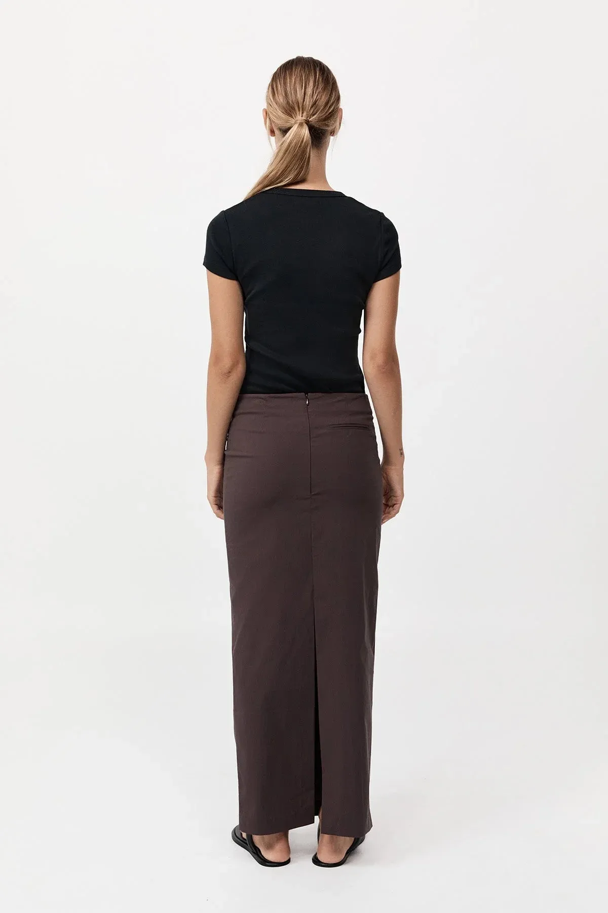 MINIMAL COLUMN SKIRT - CHOCOLATE PLUM