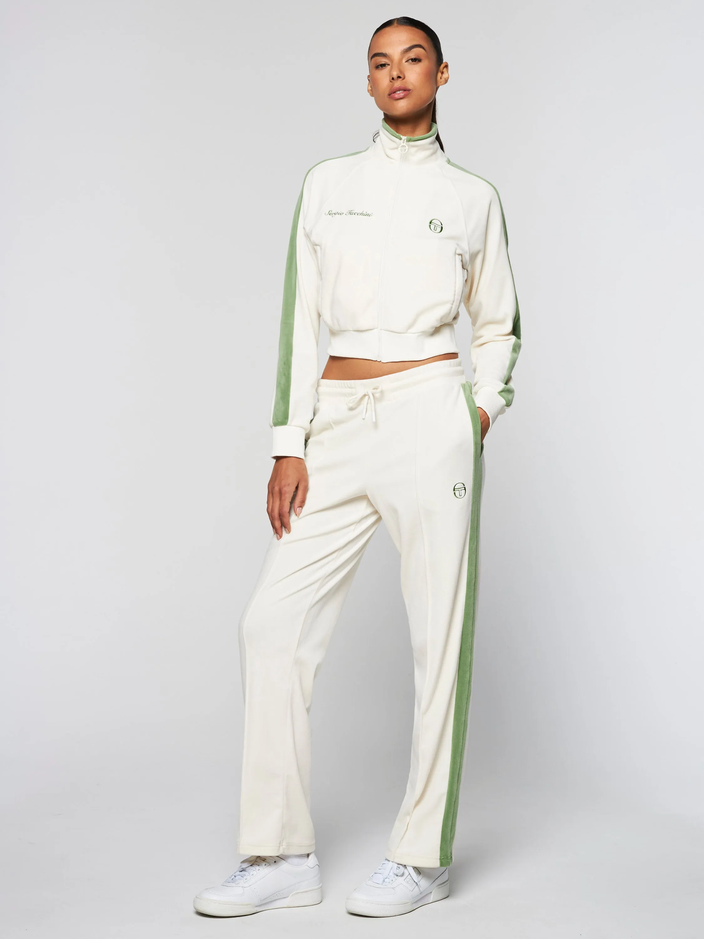 Miss Carlotta Velour Track Pant-Gardenia