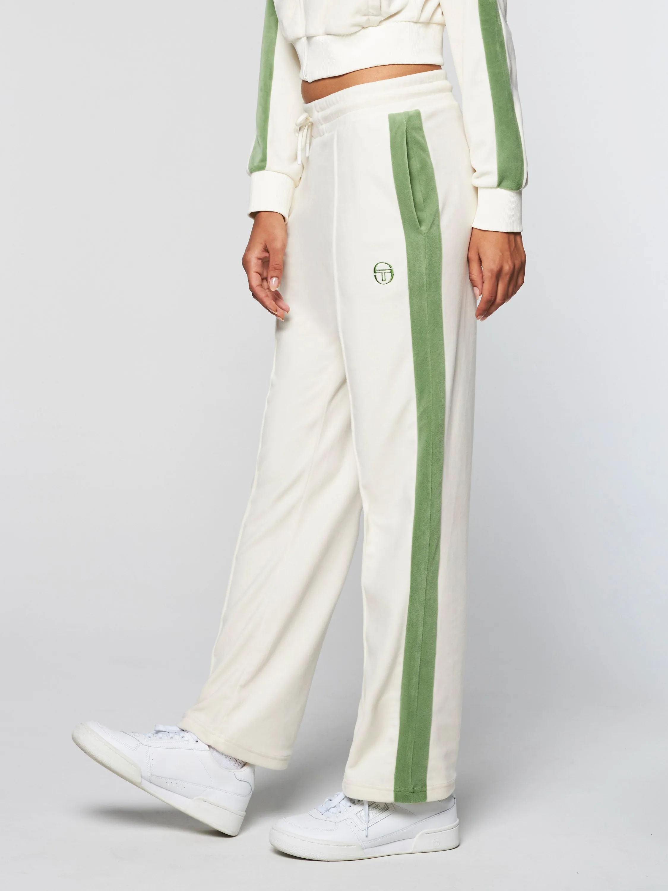 Miss Carlotta Velour Track Pant-Gardenia