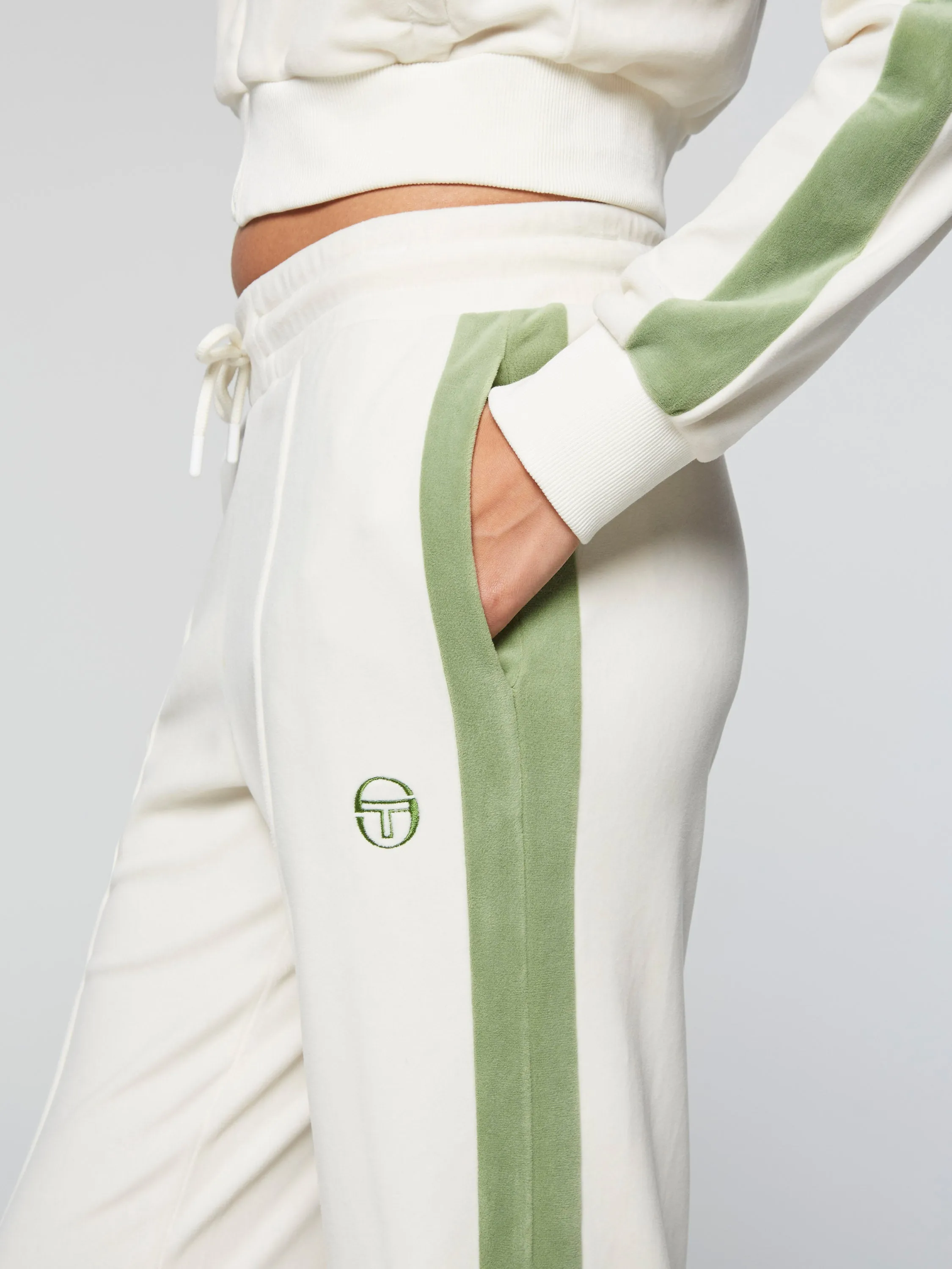 Miss Carlotta Velour Track Pant-Gardenia