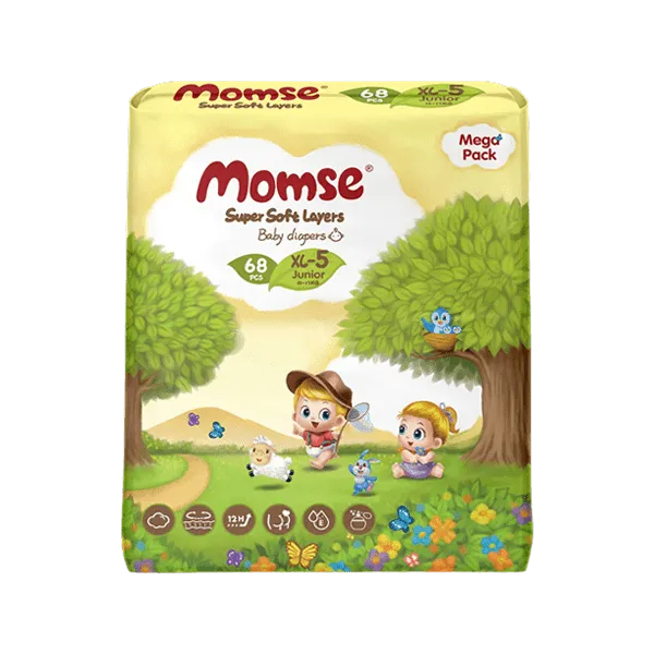 MOMSE BABY DIAPERS XL-5 JUNIOR 12-17 KG 68PCS