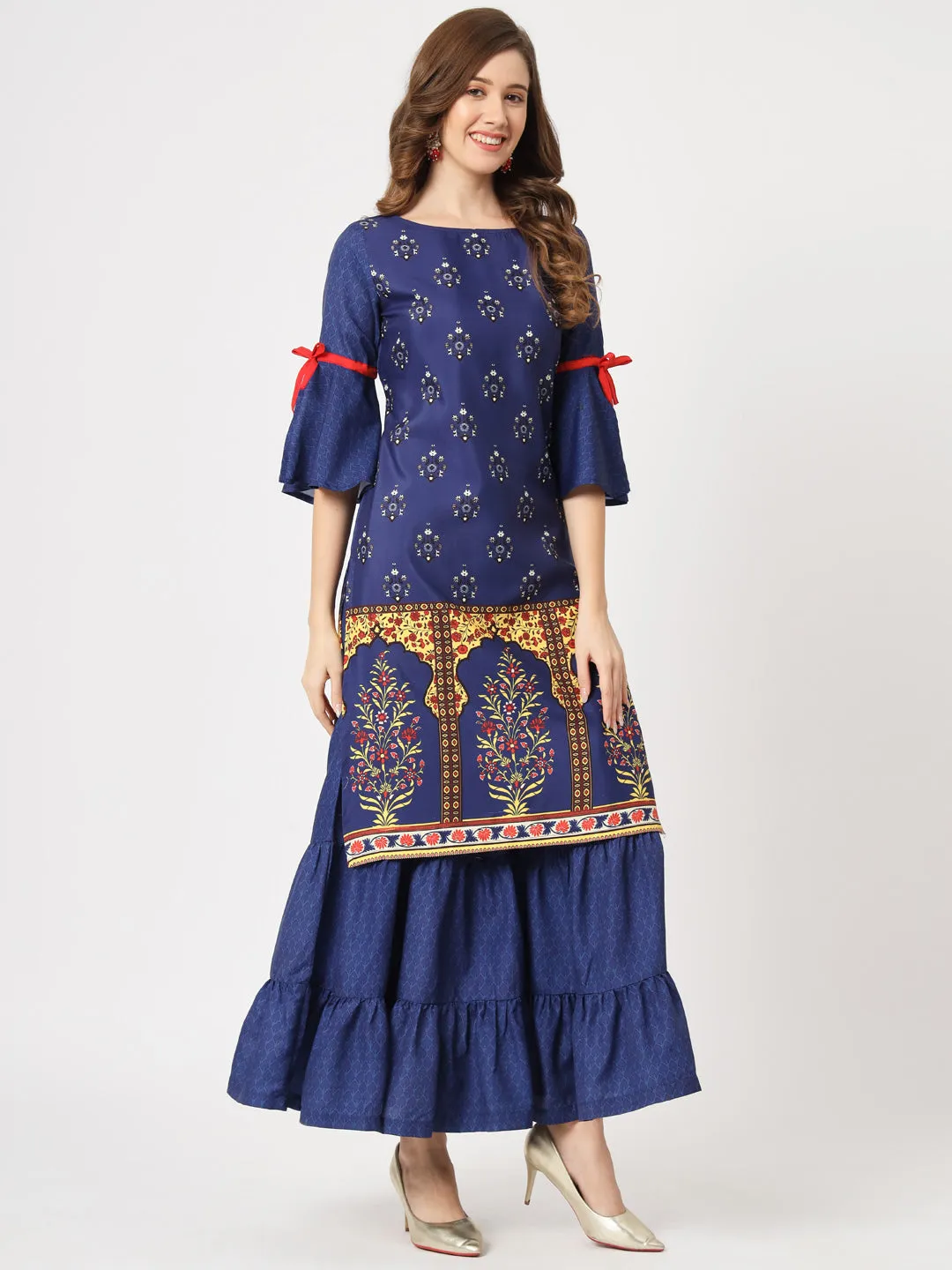 Mughal Printed Kurta With Sharara Pants