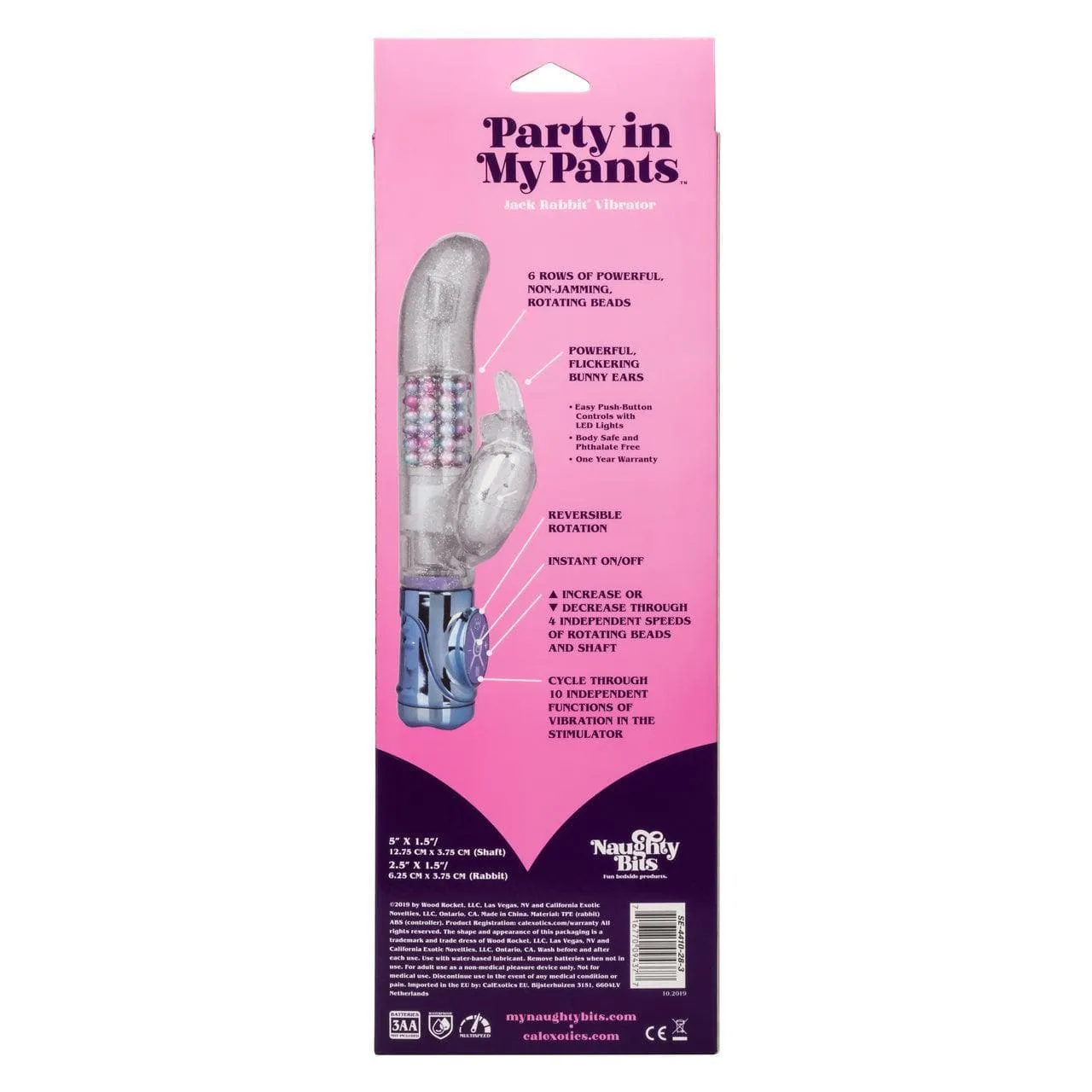 Naughty Bits Party in my Pants Jack Rabbit Rotating and Gyrating Vibrator with LED Lights