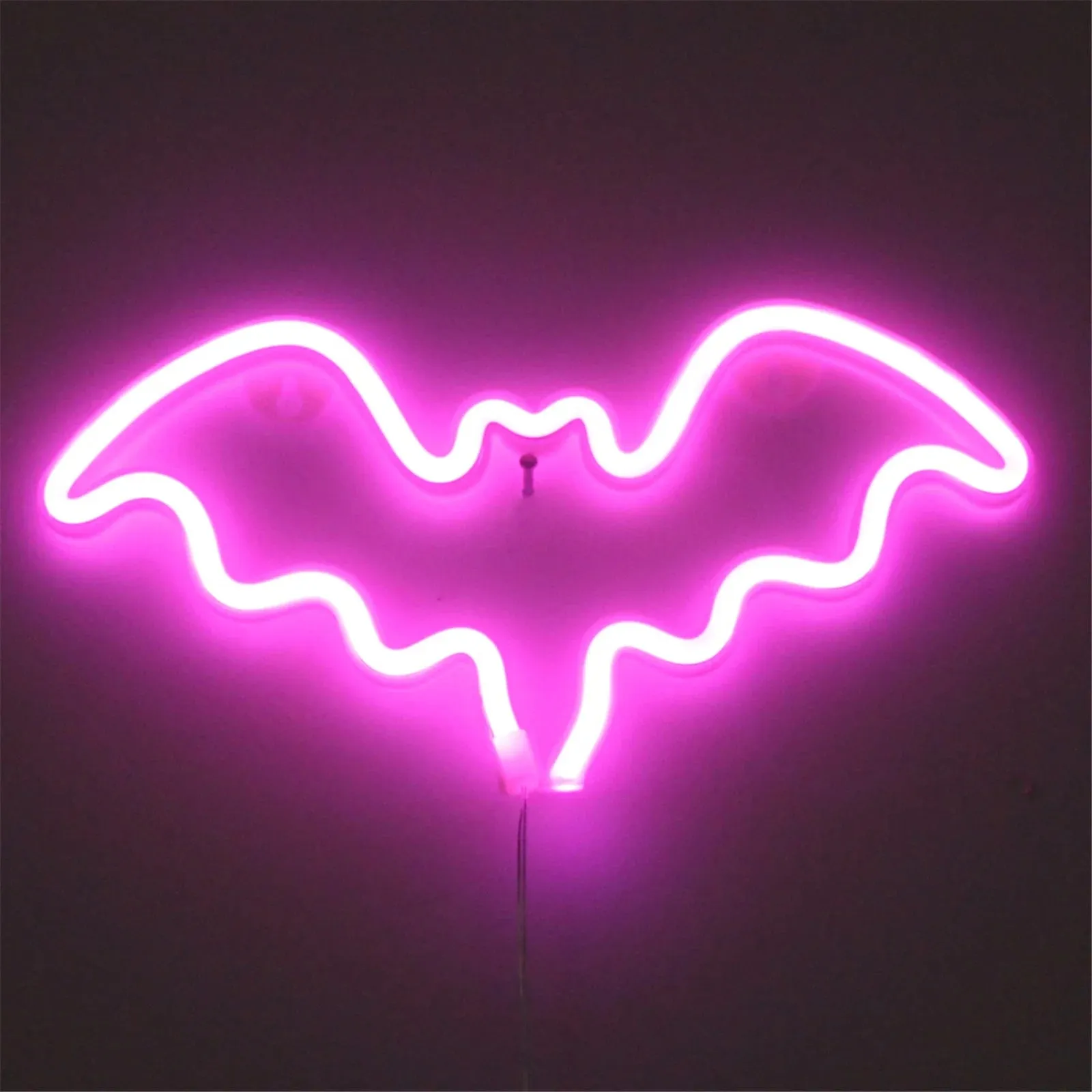 Neon Bat Shaped Wall Hanging Lamp Halloween Bedroom Home Party Bar Decoration Halloween Decorations