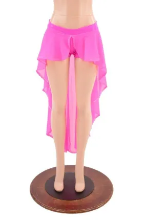 Neon Pink Lowrise Shorts with Pink Mesh Hi Lo Overskirt