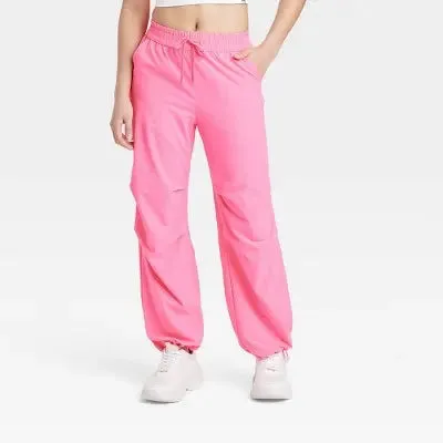 New - JoyLab Women's Mid-Rise Parachute Pants Relaxed Fit Casual Activewear