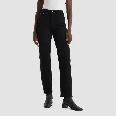 New - Levi's Women's Plus High Rise Straight Leg Crop Straight Jeans Stretch Denim